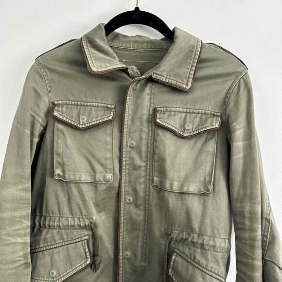 Moussy Olive Green Military Utility Full Zip Jacket Size 1 XS Combat Grunge - Picture 4 of 9